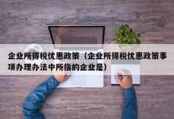 企业所得税优惠政策（企业所得税优惠政策事项办理办法中所指的企业是）