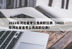 2022年河北省考公务员职位表（2022年河北省省考公务员职位表）