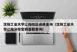 沈阳工业大学辽阳校区成绩查询（沈阳工业大学辽阳分校官网录取查询）