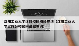 沈阳工业大学辽阳校区成绩查询（沈阳工业大学辽阳分校官网录取查询）