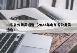 山东省公务员遴选（2023年山东省公务员遴选）