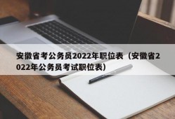 安徽省考公务员2022年职位表（安徽省2022年公务员考试职位表）