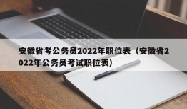 安徽省考公务员2022年职位表（安徽省2022年公务员考试职位表）