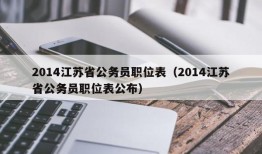 2014江苏省公务员职位表（2014江苏省公务员职位表公布）