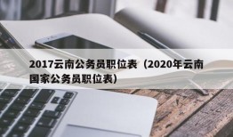 2017云南公务员职位表（2020年云南国家公务员职位表）