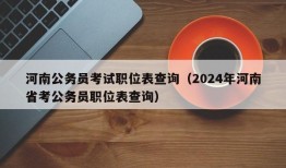 河南公务员考试职位表查询（2024年河南省考公务员职位表查询）