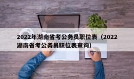 2022年湖南省考公务员职位表（2022湖南省考公务员职位表查询）