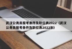 武汉公务员报考条件及职位表2022（武汉公务员报考条件及职位表2022年）