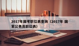 2017年国考职位表查询（2017年 国家公务员职位表）