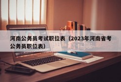 河南公务员考试职位表（2023年河南省考公务员职位表）