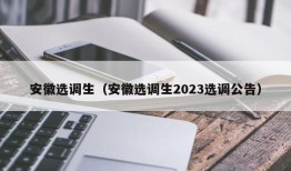 安徽选调生（安徽选调生2023选调公告）