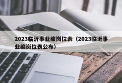 2023临沂事业编岗位表（2023临沂事业编岗位表公布）