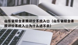 山东省综合素质评价系统入口（山东省综合素质评价系统入口为什么进不去）