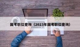 国考职位查询（2023年国考职位查询）