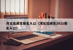 河北选调生报名入口（河北选调生2021报名入口）