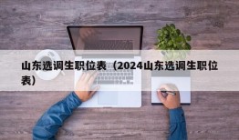 山东选调生职位表（2024山东选调生职位表）