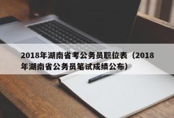 2018年湖南省考公务员职位表（2018年湖南省公务员笔试成绩公布）