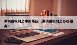 深圳国税网上申报系统（深圳国税网上办税服务）