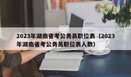 2023年湖南省考公务员职位表（2023年湖南省考公务员职位表人数）