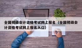 全国初级会计资格考试网上报名（全国初级会计资格考试网上报名入口）