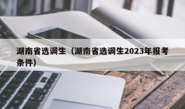 湖南省选调生（湖南省选调生2023年报考条件）