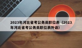 2023年河北省考公务员职位表（2023年河北省考公务员职位表外语）