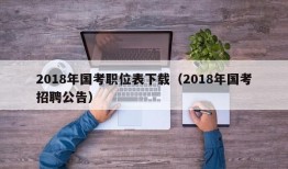 2018年国考职位表下载（2018年国考招聘公告）