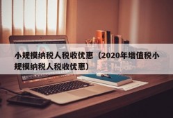 小规模纳税人税收优惠（2020年增值税小规模纳税人税收优惠）