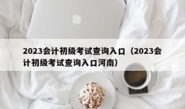 2023会计初级考试查询入口（2023会计初级考试查询入口河南）