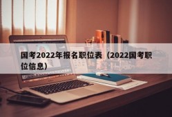 国考2022年报名职位表（2022国考职位信息）