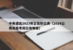 中央遴选2023年公告职位表（2024公务员报考岗位有哪些）