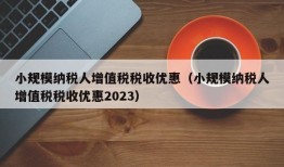 小规模纳税人增值税税收优惠（小规模纳税人增值税税收优惠2023）