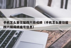 手机怎么查往届四六级成绩（手机怎么查往届四六级成绩编号信息）