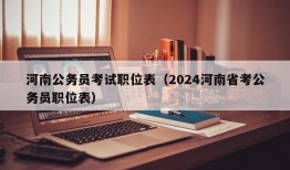 河南公务员考试职位表（2024河南省考公务员职位表）