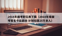 2018年国考职位表下载（2018年度国考报名今日启动 计划招录28万余人）