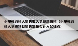 小规模纳税人销售收入免征增值税（小规模纳税人免税项目销售额是否计入起征点）