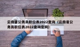 云南省公务员职位表2022查询（云南省公务员职位表2022查询官网）