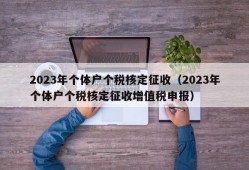 2023年个体户个税核定征收（2023年个体户个税核定征收增值税申报）