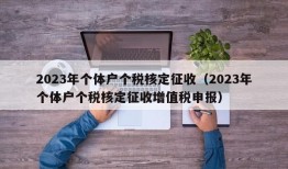 2023年个体户个税核定征收（2023年个体户个税核定征收增值税申报）